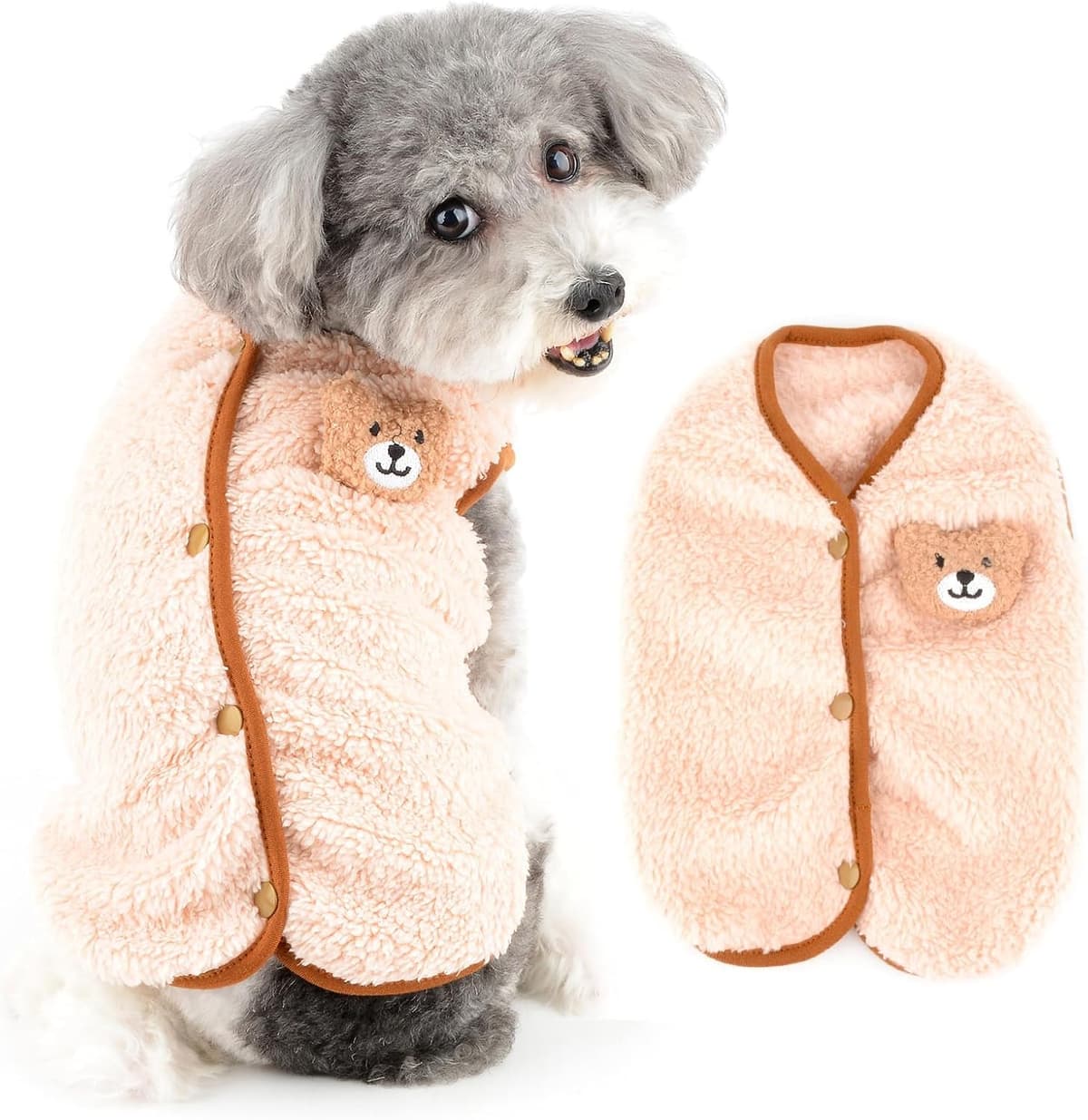 ביגוד לכלב — Ranphy Fleece Small Dog Sweater, Solid Pet Vest with Bear Pa