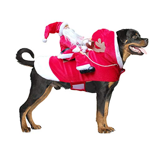 תחפושת סנטה קלאוס רוכב על הכלב שלכם